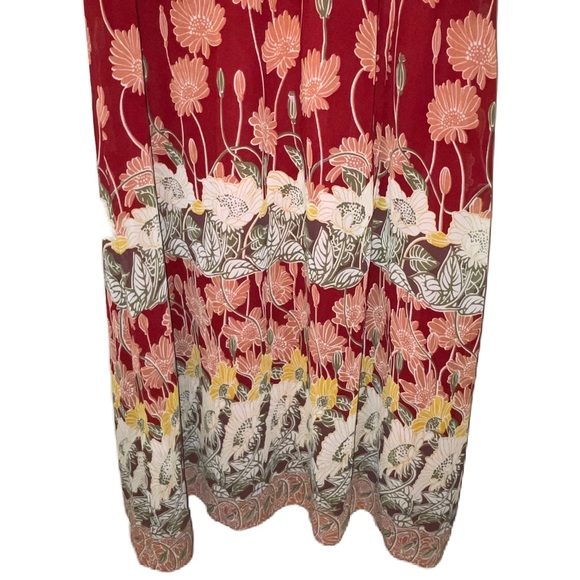 NWT Madewell Tulip Short Sleeve Maxi Dress in Tall Sunflowers Red Multicolor - Picture 7 of 13